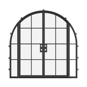 elegant curved double door with sidelights and energy efficiency