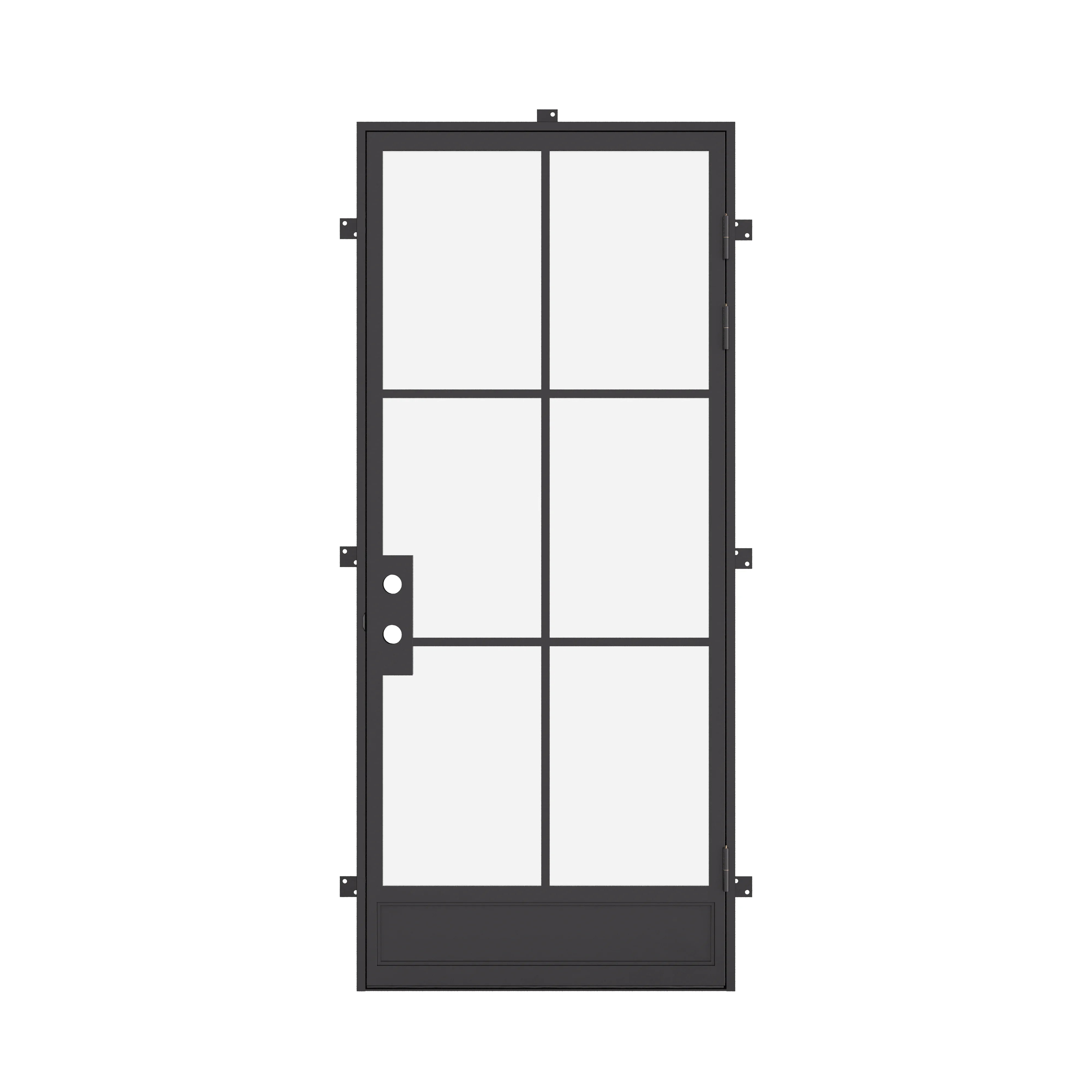 Air 7 single flat steel front door, contemporary exterior door for modern home entry