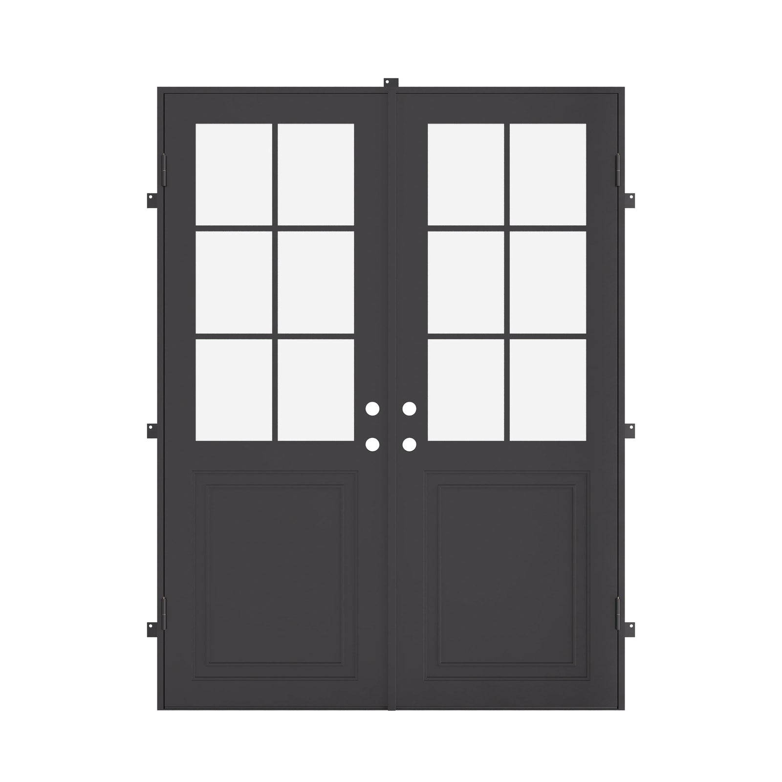 Air Getty double flat steel front doors, architectural residential steel double entry