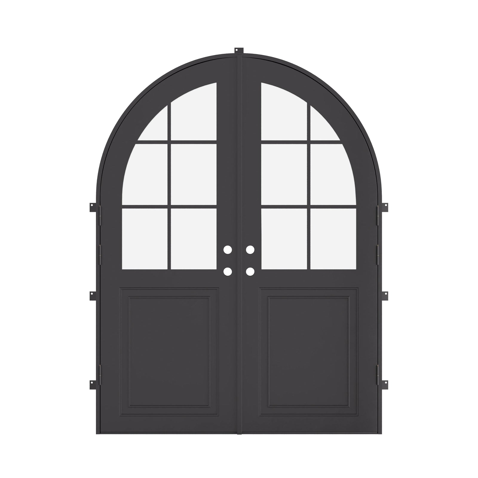 Air Getty double full arch steel front doors, classic curved arch steel front door system
