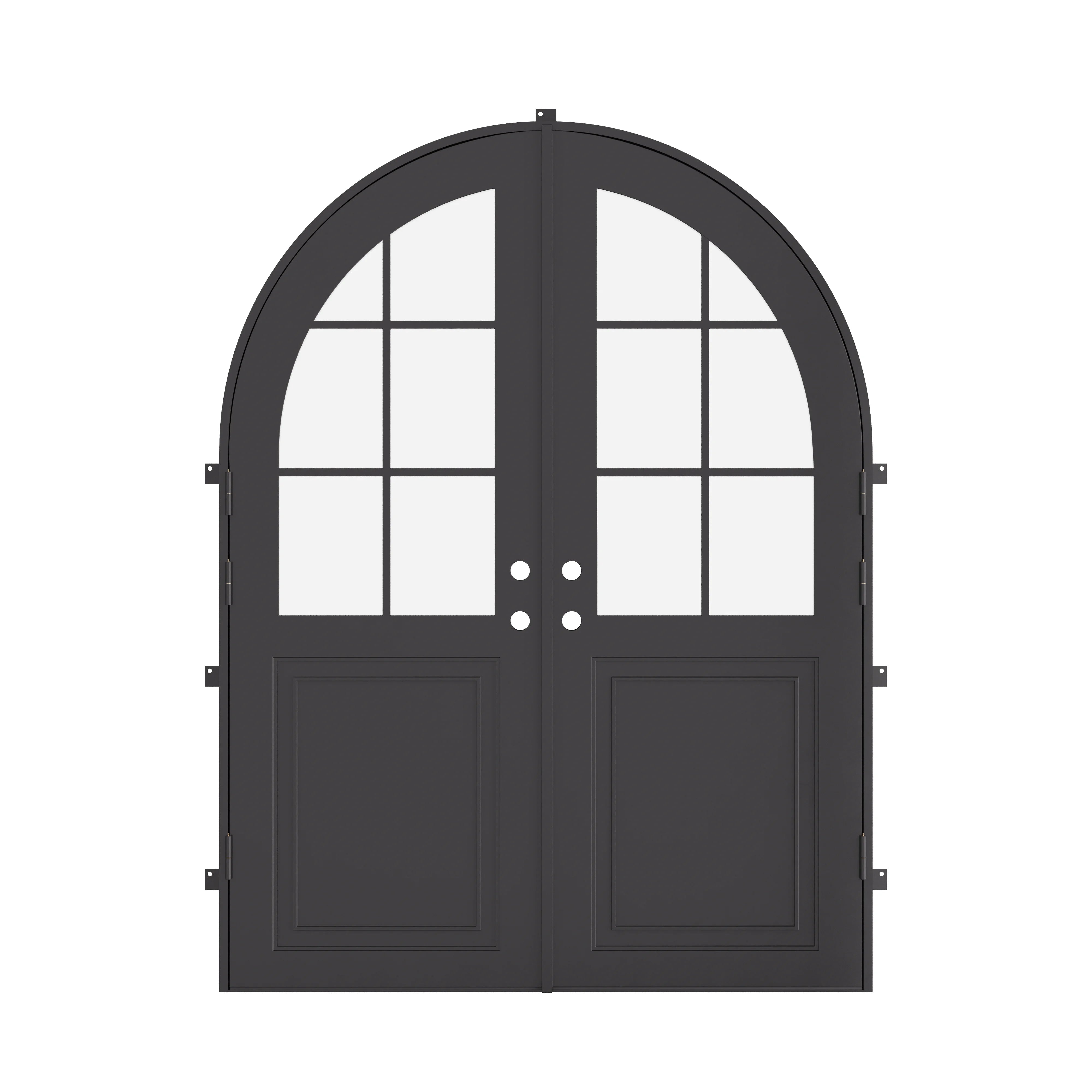 Air Getty double full arch steel front doors, classic curved arch steel front door system