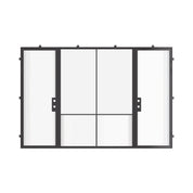 Luxury exterior steel entry doors with fixed center glass panel, galvanized steel frame with energy efficient glass