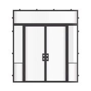 Modern Air Grand steel front door with side windows and flat transom, galvanized steel frame and dual-pane Low-E tempered glass