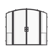 Luxury architectural steel double arch entry doors with sidelights, Air Grand insulated Low-E tempered glass glazing