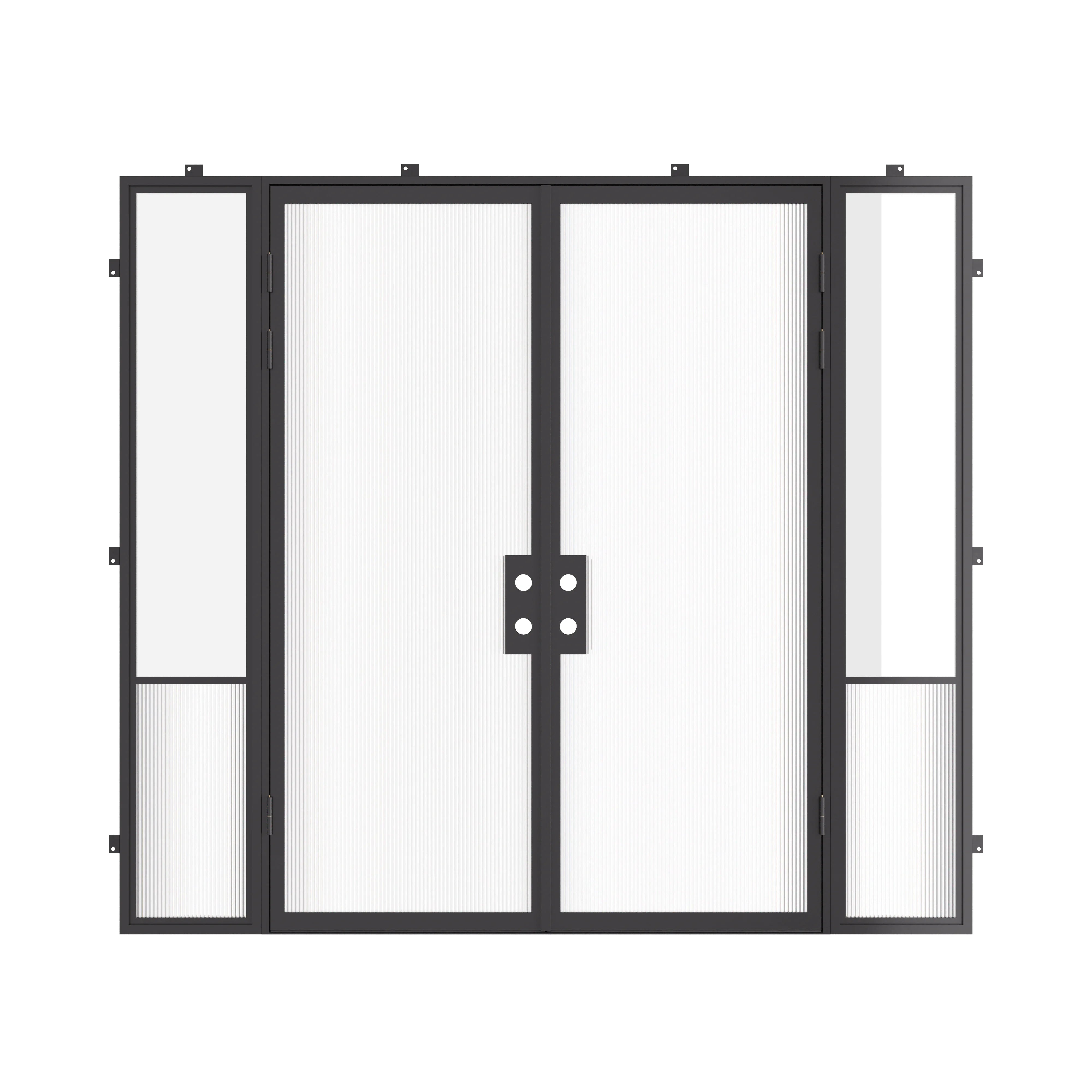 Architectural Air Grand double steel front door with sidelights, galvanized steel construction and tempered Low-E glass panels