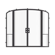 Luxury exterior steel double doors with mini arch tops and sidelights, galvanized steel frame with insulated glazing