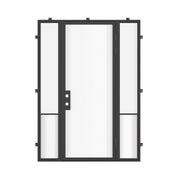 Luxury exterior steel front door with sidelights, galvanized steel frame with energy efficient glass
