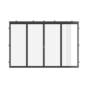 Center split bi-fold steel door with slim architectural frame.