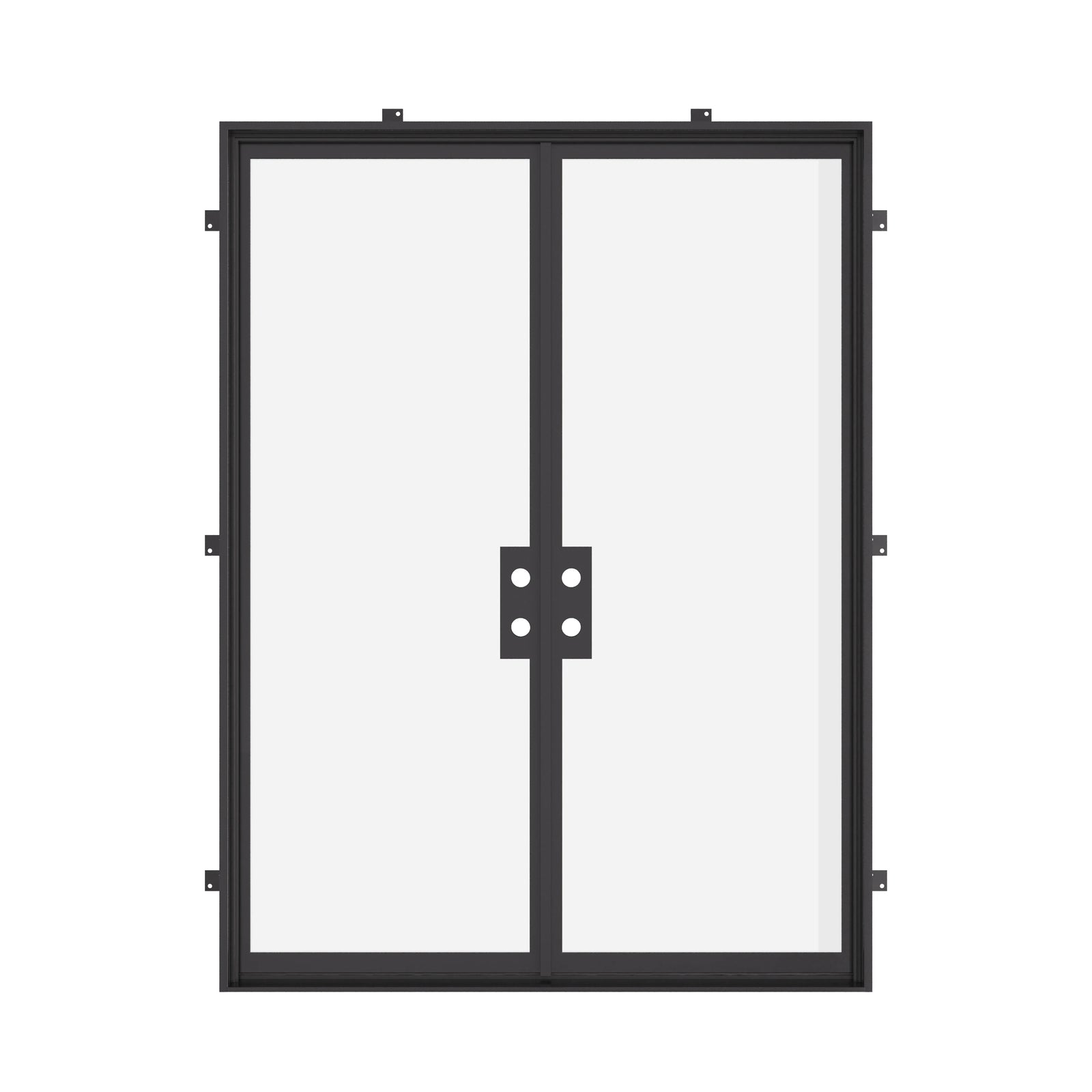 Exterior double flat steel doors engineered for efficiency.