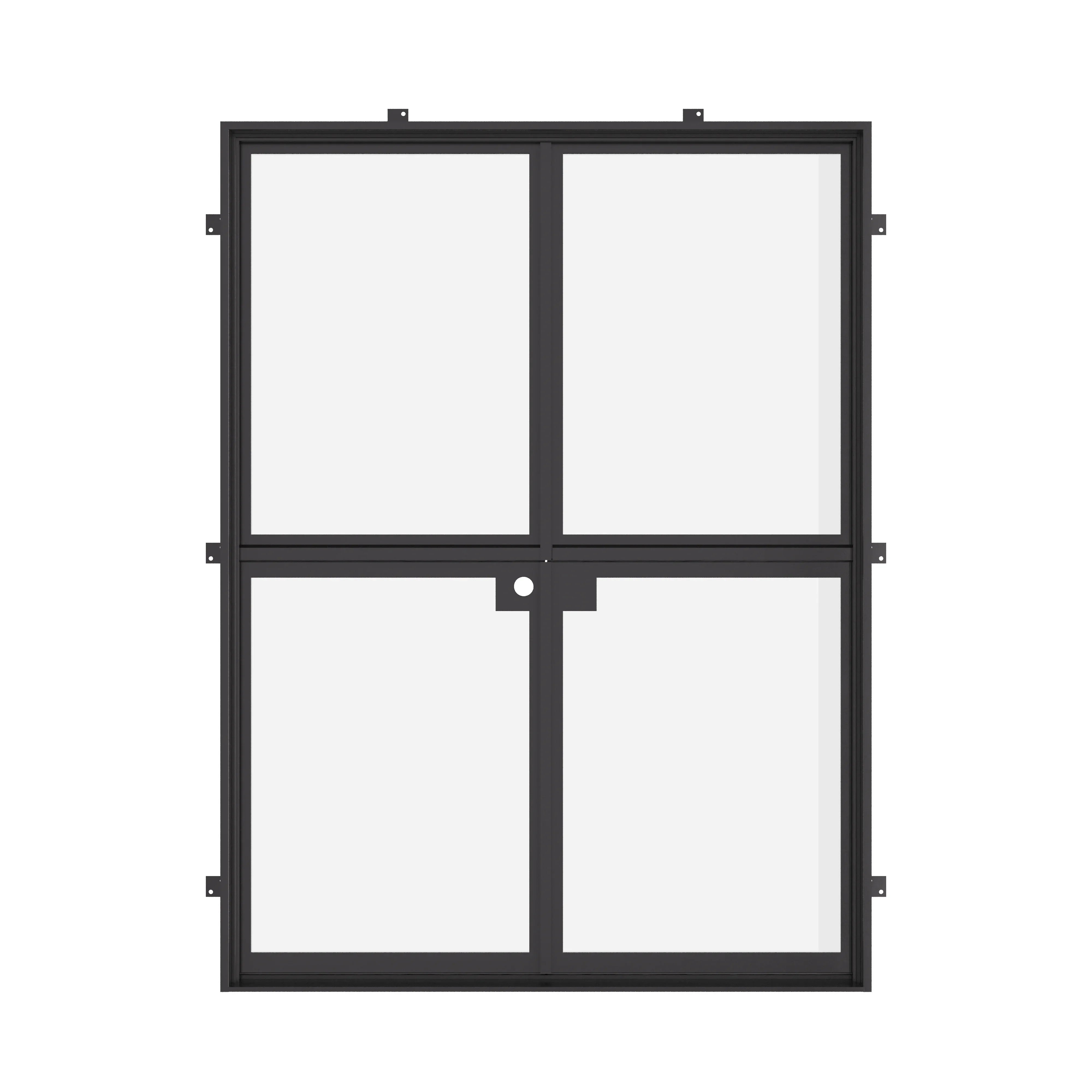 Double Dutch steel doors with symmetrical design.