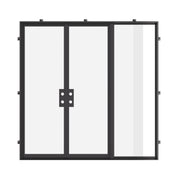 Cold-rolled double steel entry with glass sidelight.