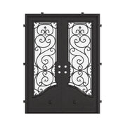 Beverly bronze color iron double door with square top and thick tempered glass.