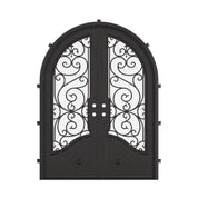 Beverly french full arch top door with thick double-pane glass in black color.