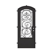 Beverly single entry door with thick glass and thermal barrier in bronze finish.