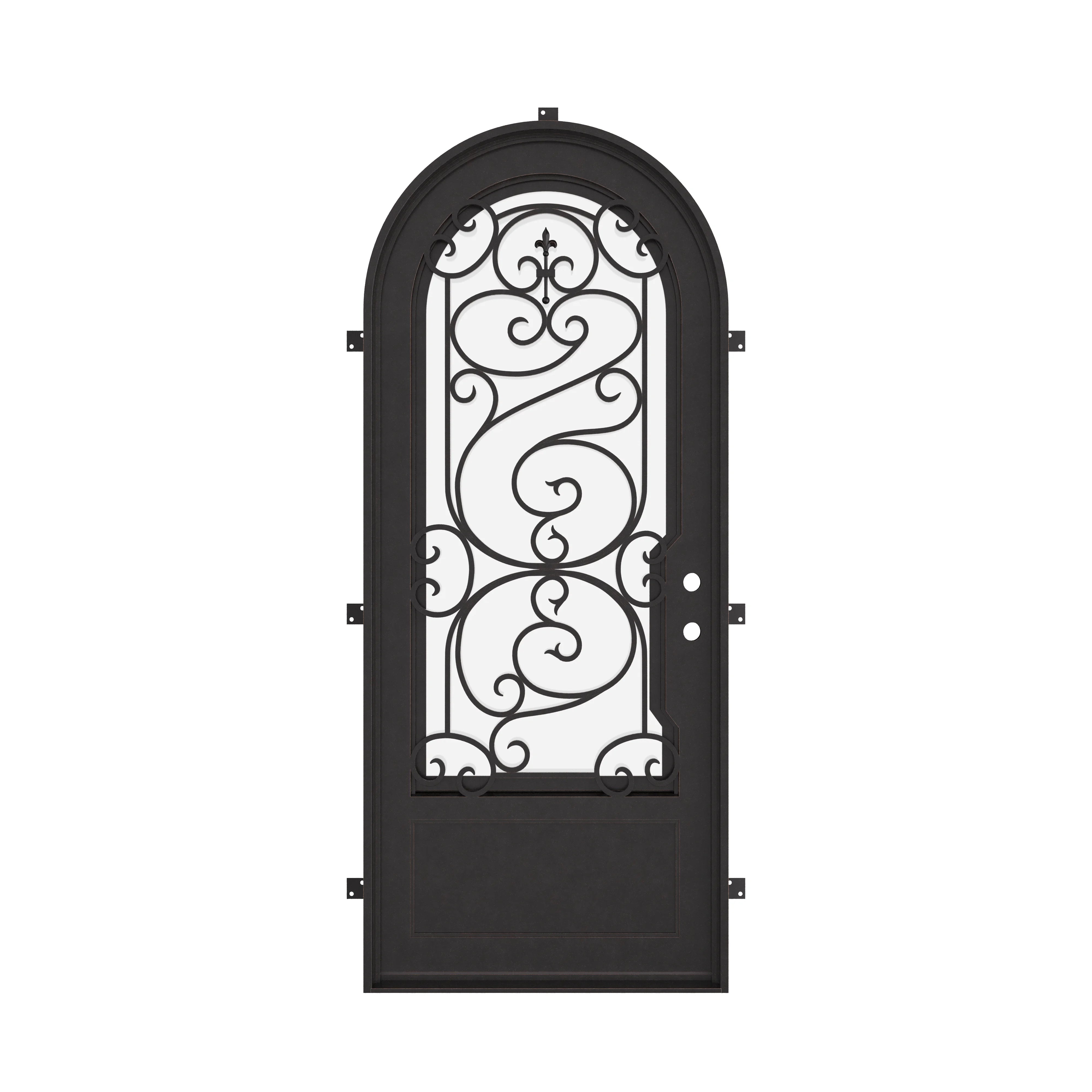 Beverly black exterior metal single round top door with thick double glass.