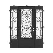 Beverly flat top patio door in bronze with thermal break and sidelights.