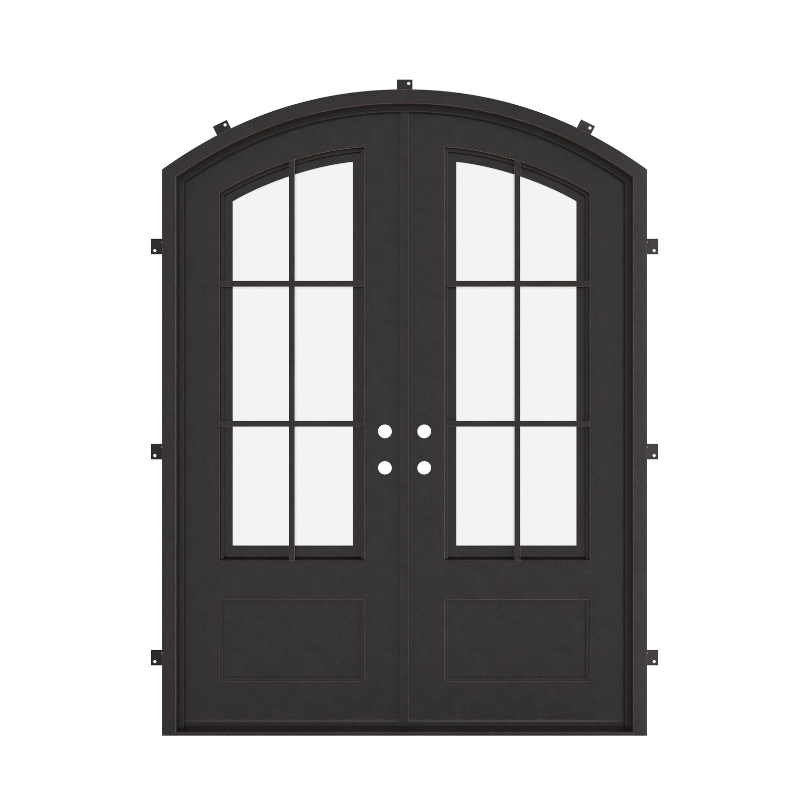 Bristol entry door in bronze tone with arched style.