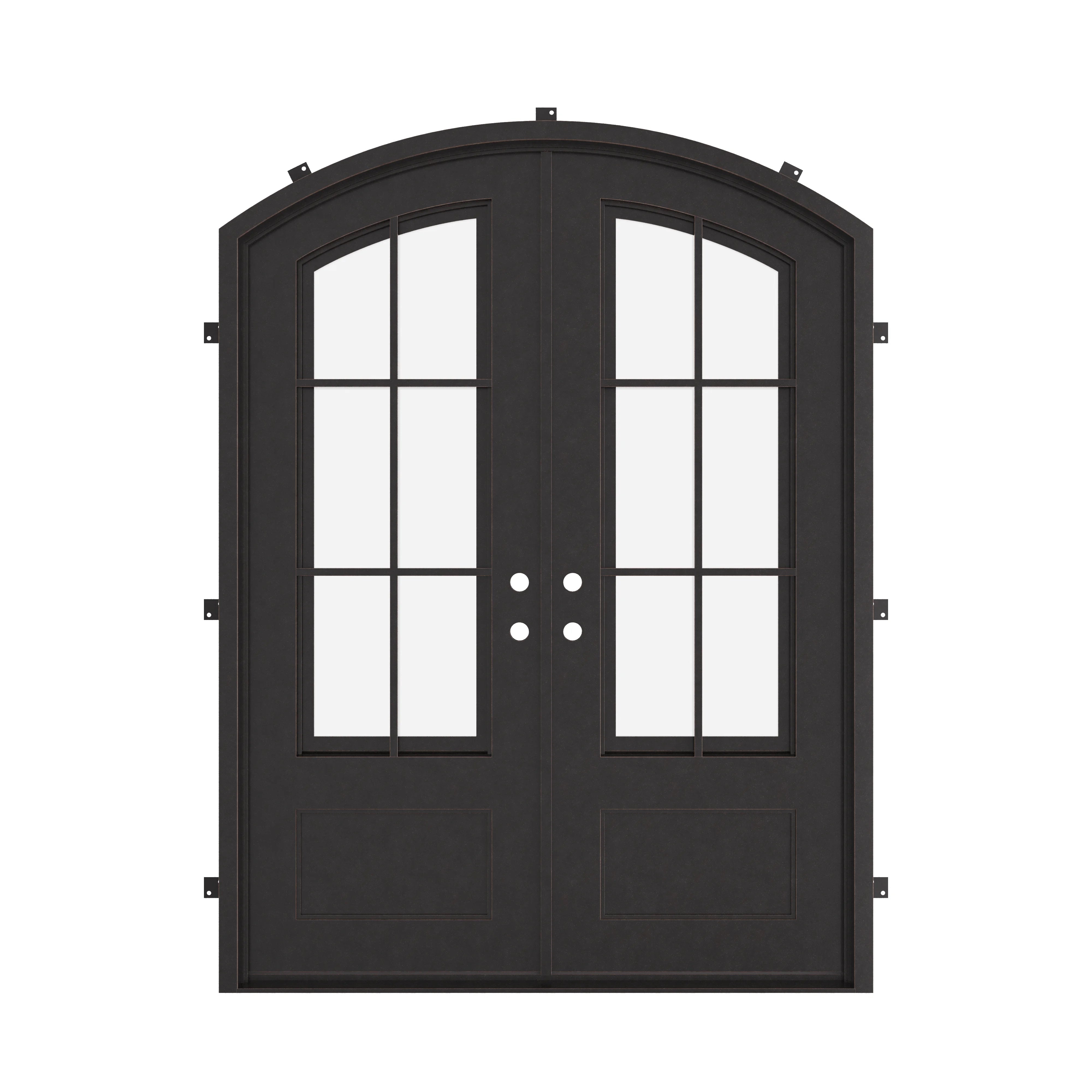 Bristol entry door in bronze tone with arched style.