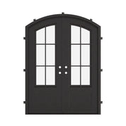 Bristol bronze colored iron door with glass windows and arch top.