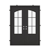 Bristol black flat top french entry door with thermal barrier.