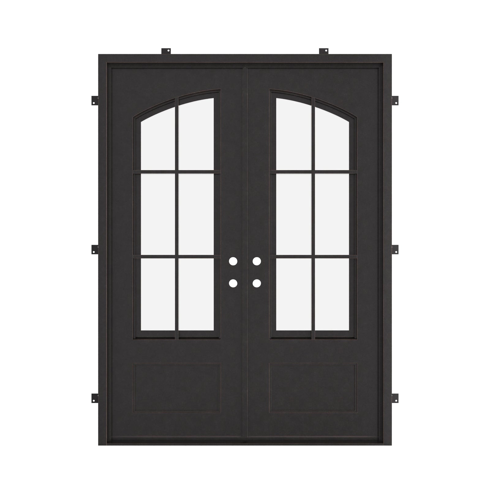 Bristol thermally broken flat top french entry door in bronze.