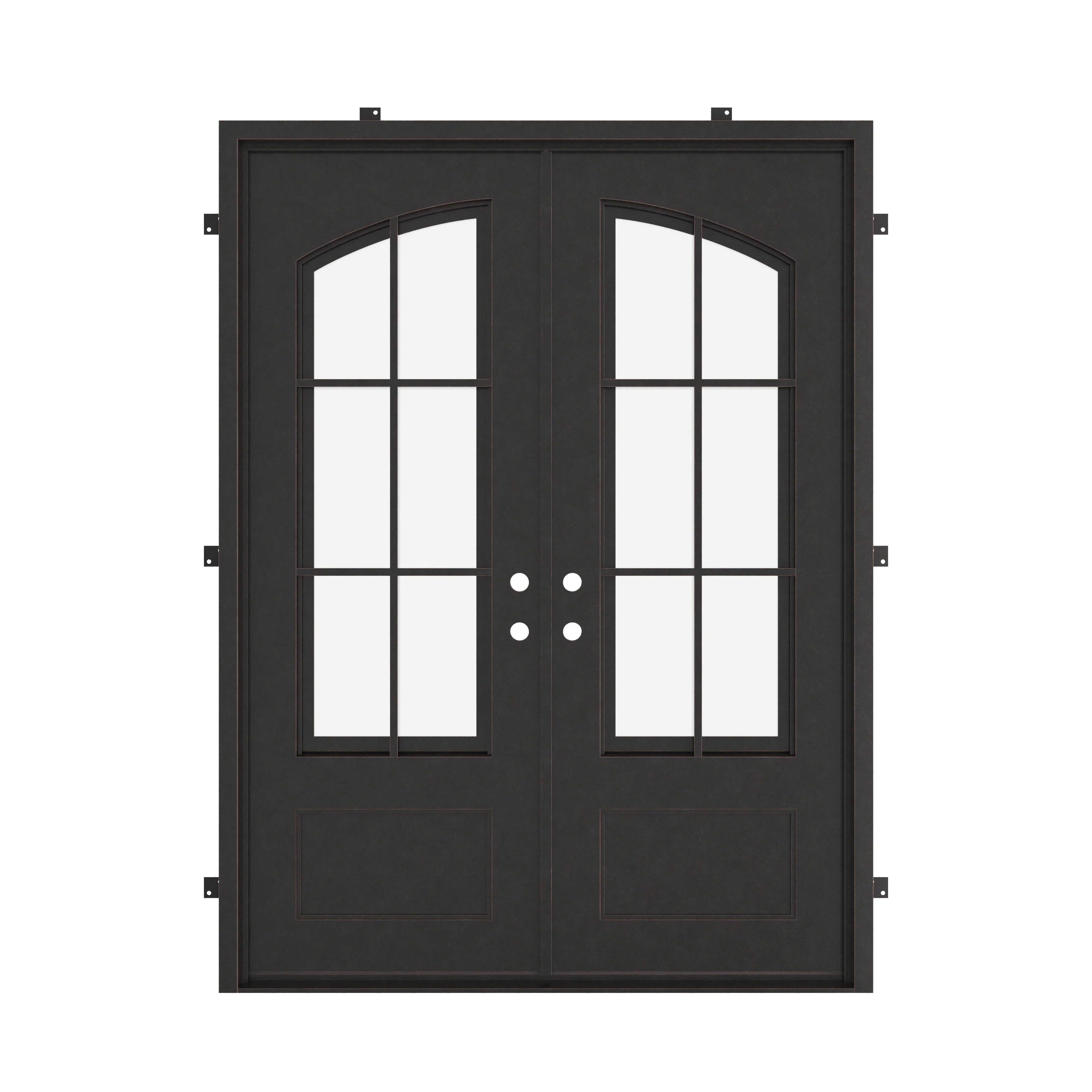 Bristol thermally broken flat top french entry door in bronze.