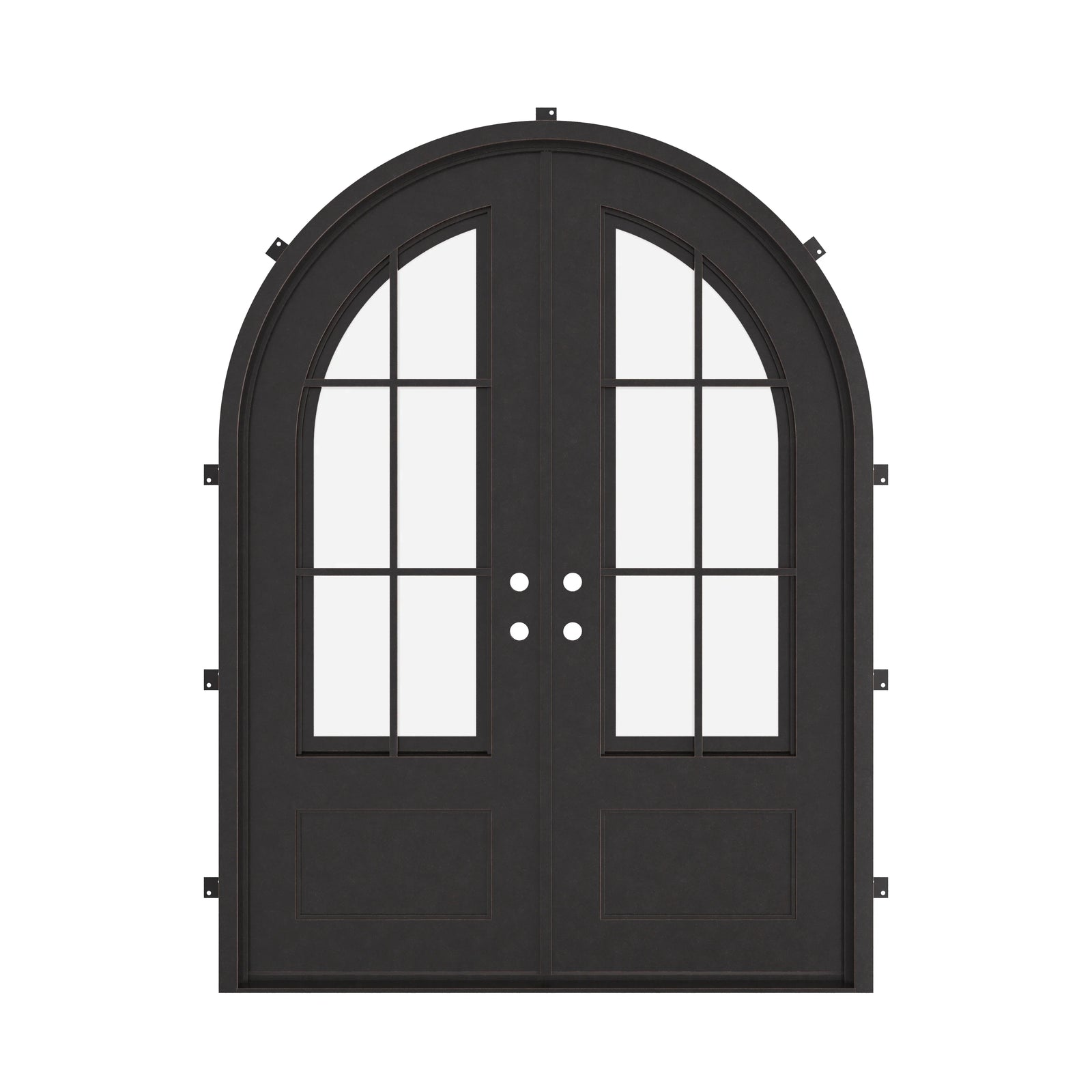 Bristol full arch top double french swing door with straight metalwork and glass.