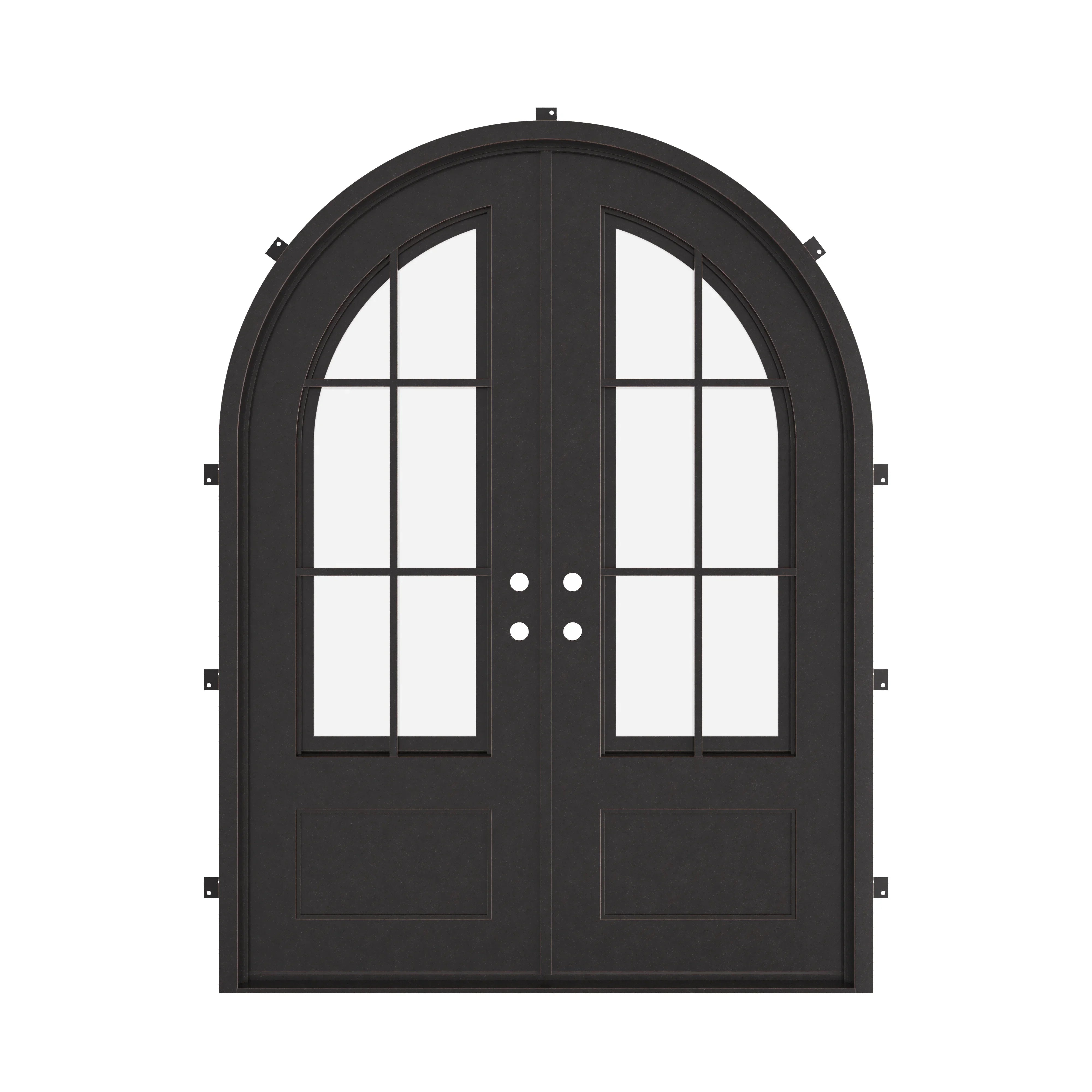 Bristol full arch top double french swing door with straight metalwork and glass.