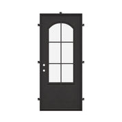 Bristol straight top single flat metal entry door thermally broken in black.