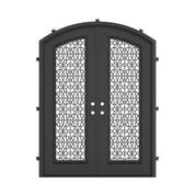 DNA’ Door arch top double door with clear glass and thermal break in bronze.