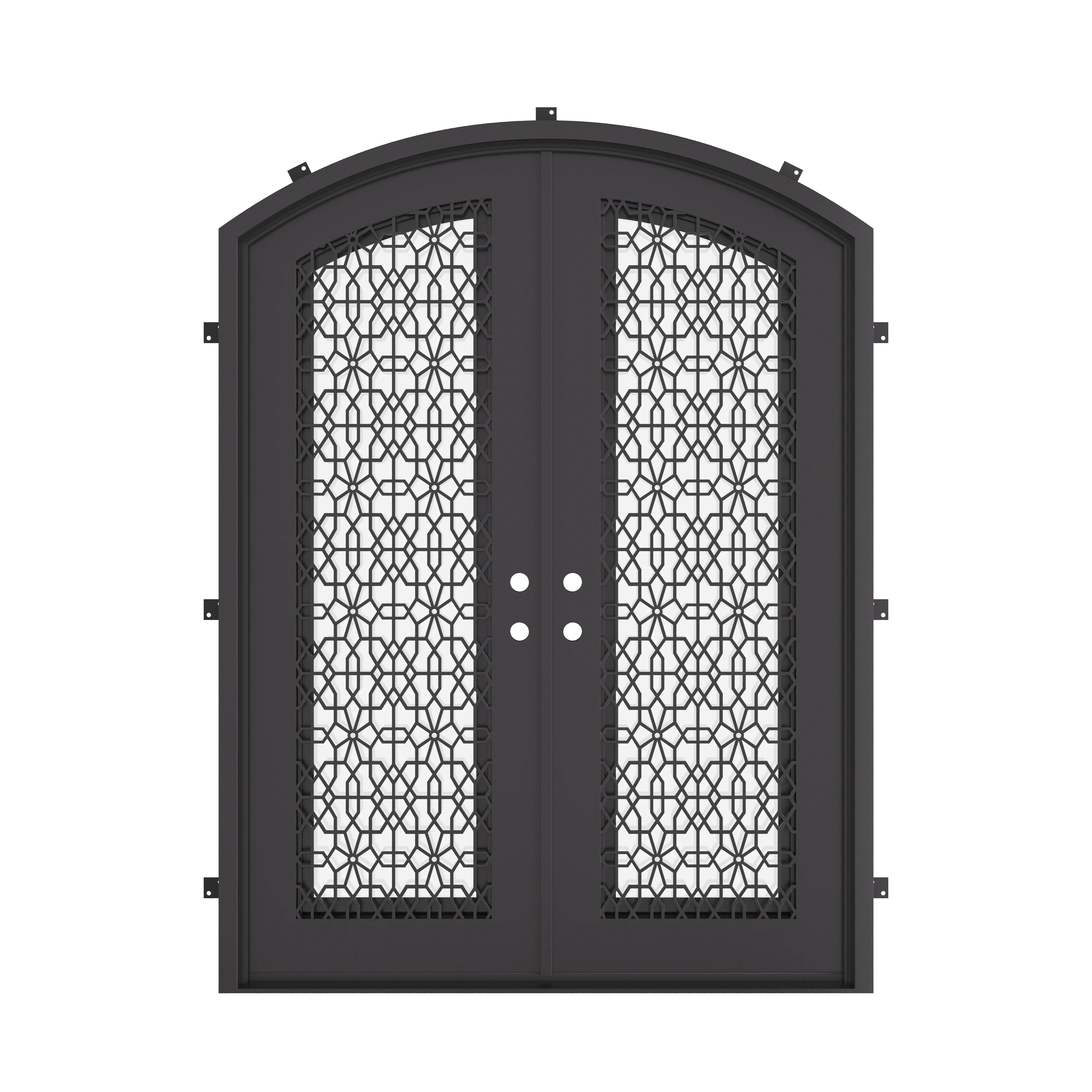 DNA’ Door arch top double door with clear glass and thermal break in bronze.