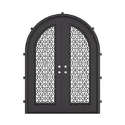 DNA’ Door full arch top double entry door with dual-pane tempered glass in black.