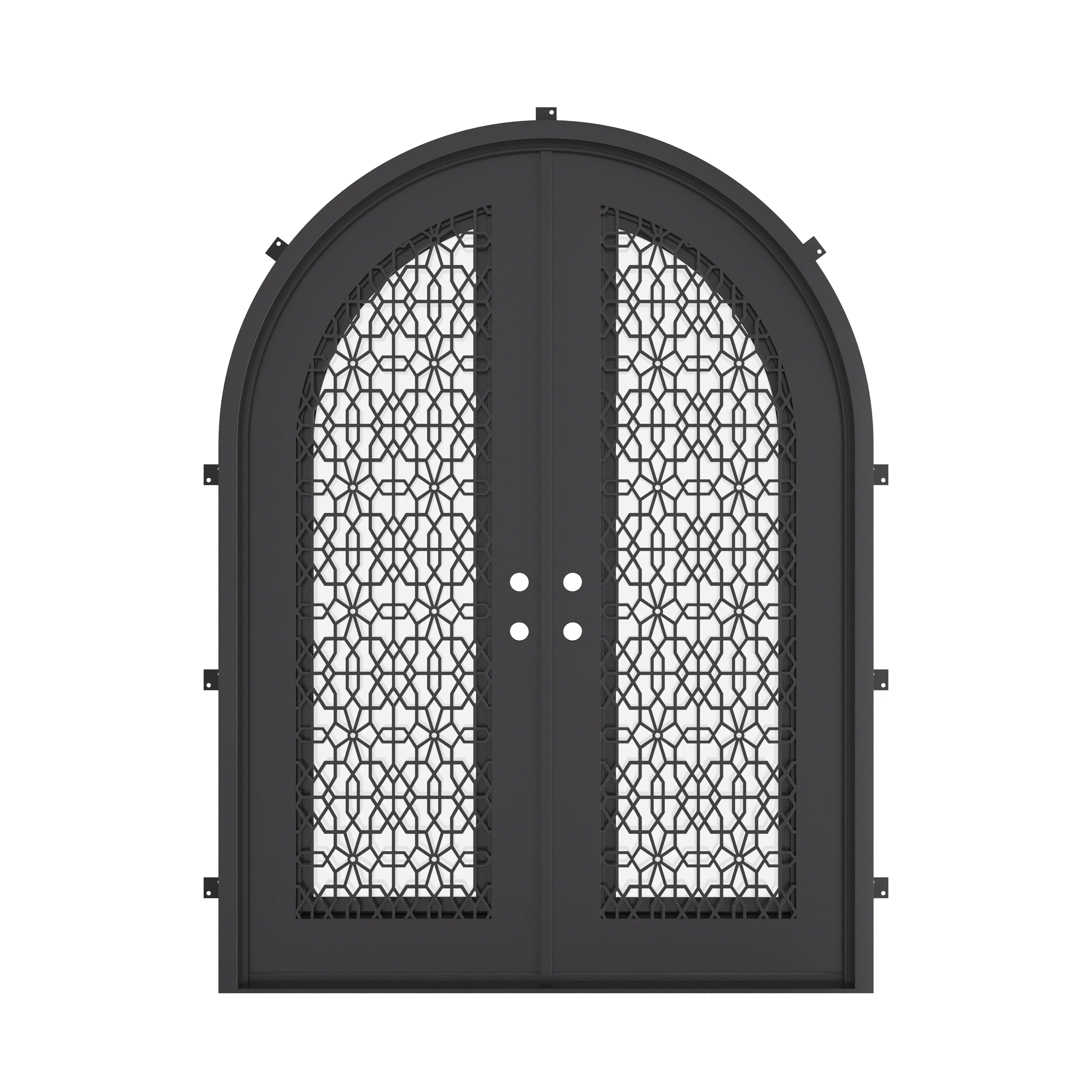 DNA’ Door round top iron double entry door with thermal barrier.