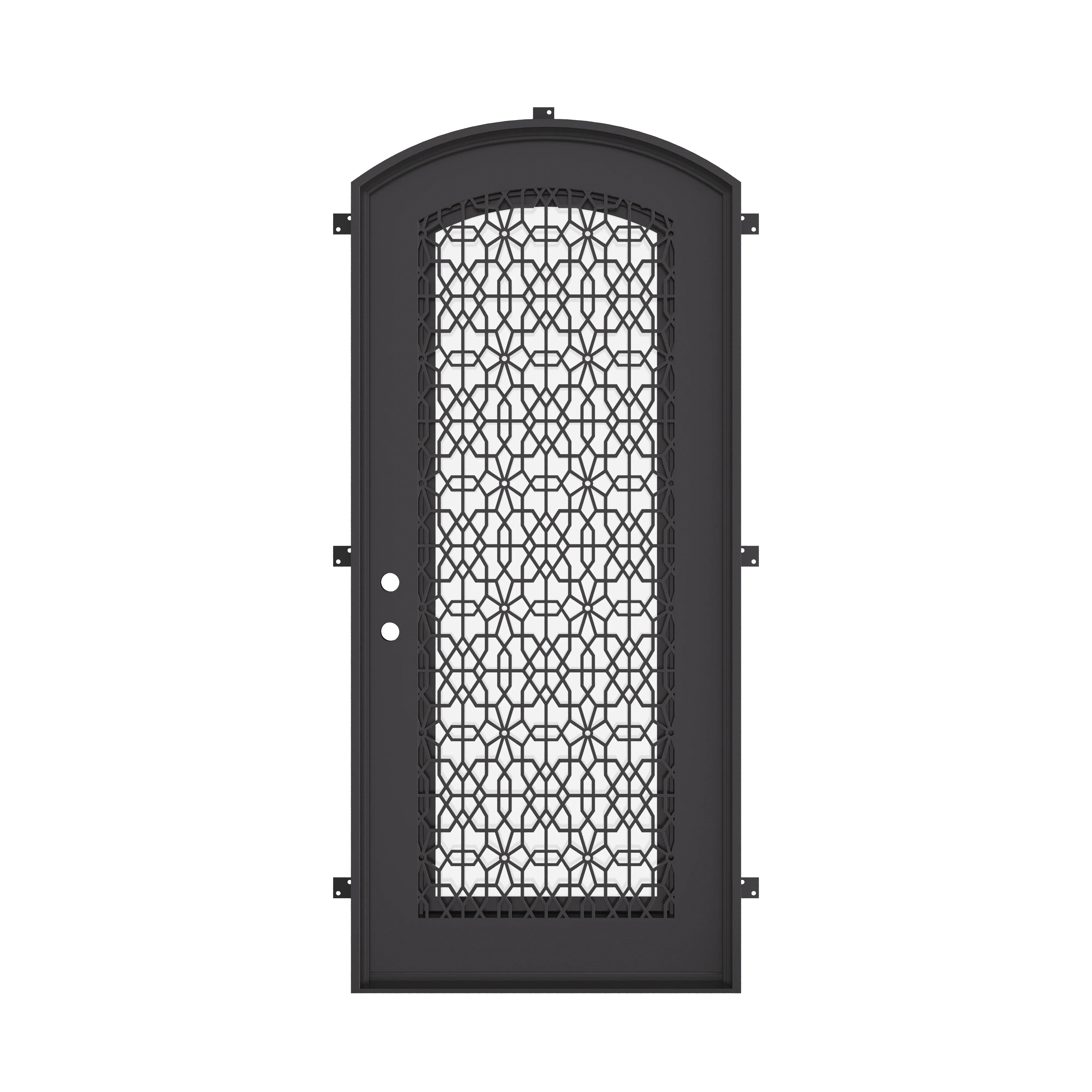 DNA’ Door arch top iron single door with thick glass for cold weather.