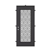 DNA’ Door single flat metal door thermally broken with tempered glass in bronze color.