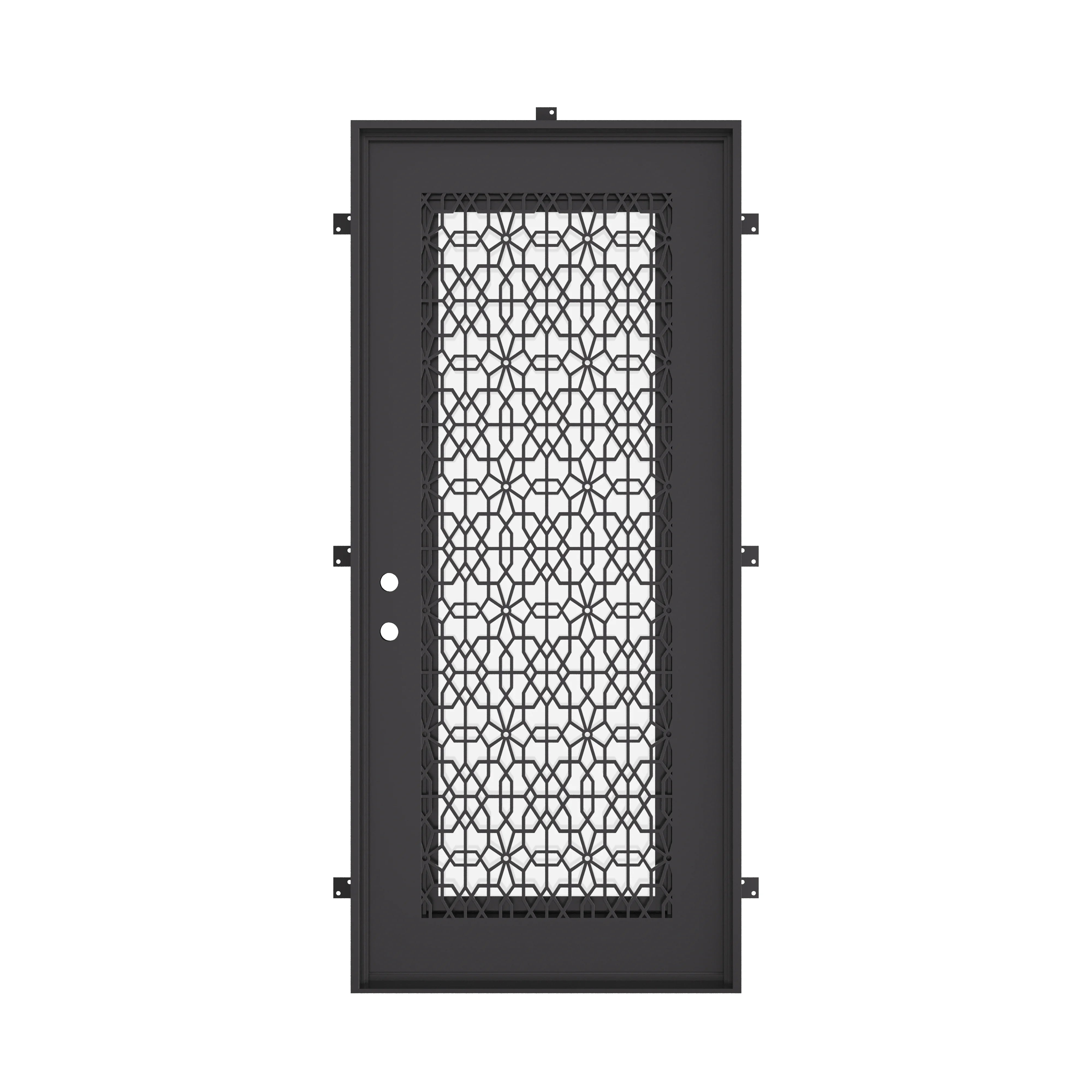 DNA’ Door single flat metal door thermally broken with tempered glass in bronze color.