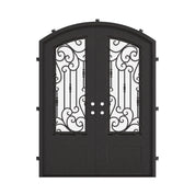 Golden Gate arch top metal entry door with thermal barrier and glass in bronze.