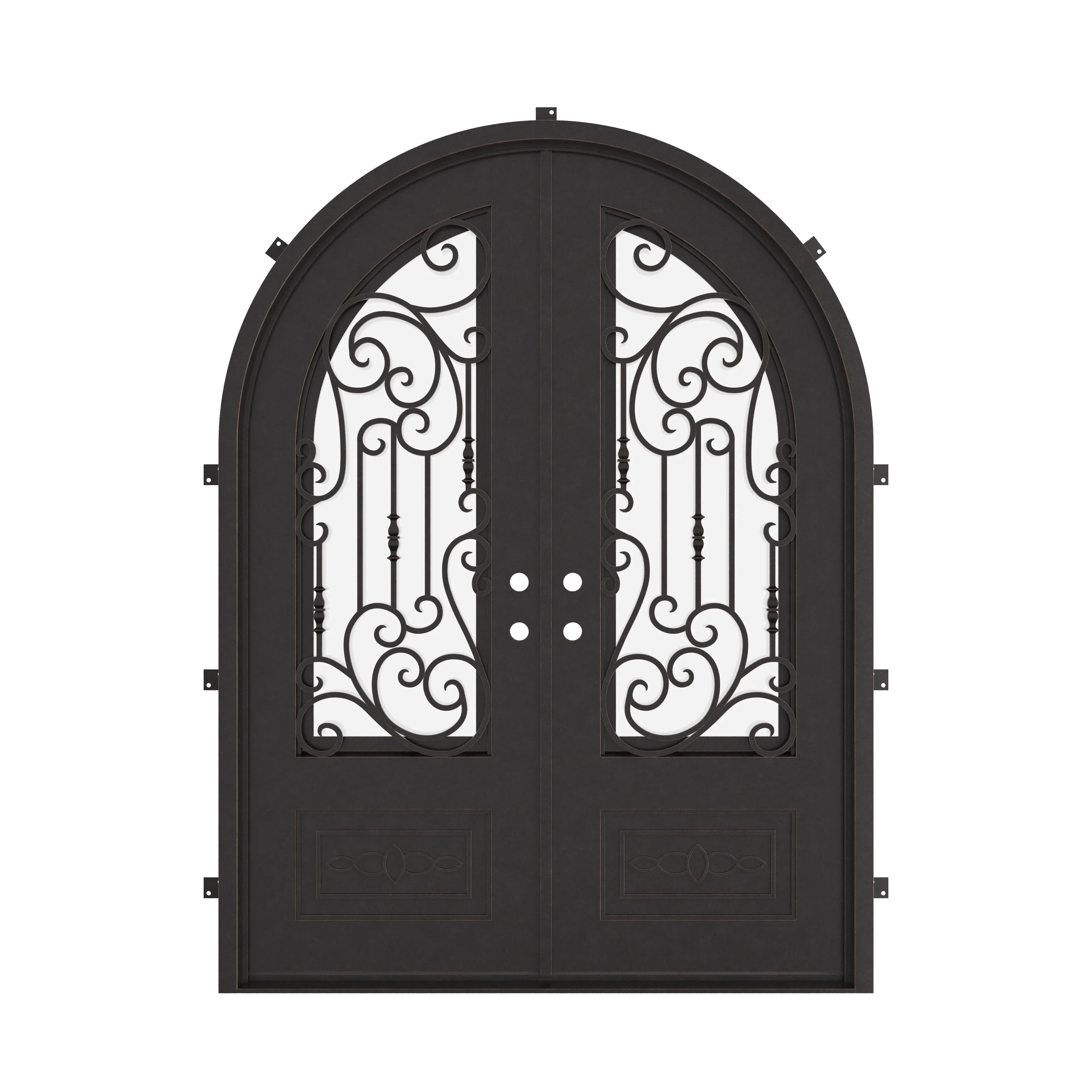 Golden Gate radius top iron door thermally broken.