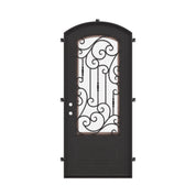Golden Gate bronze finished arch top iron single exterior door.
