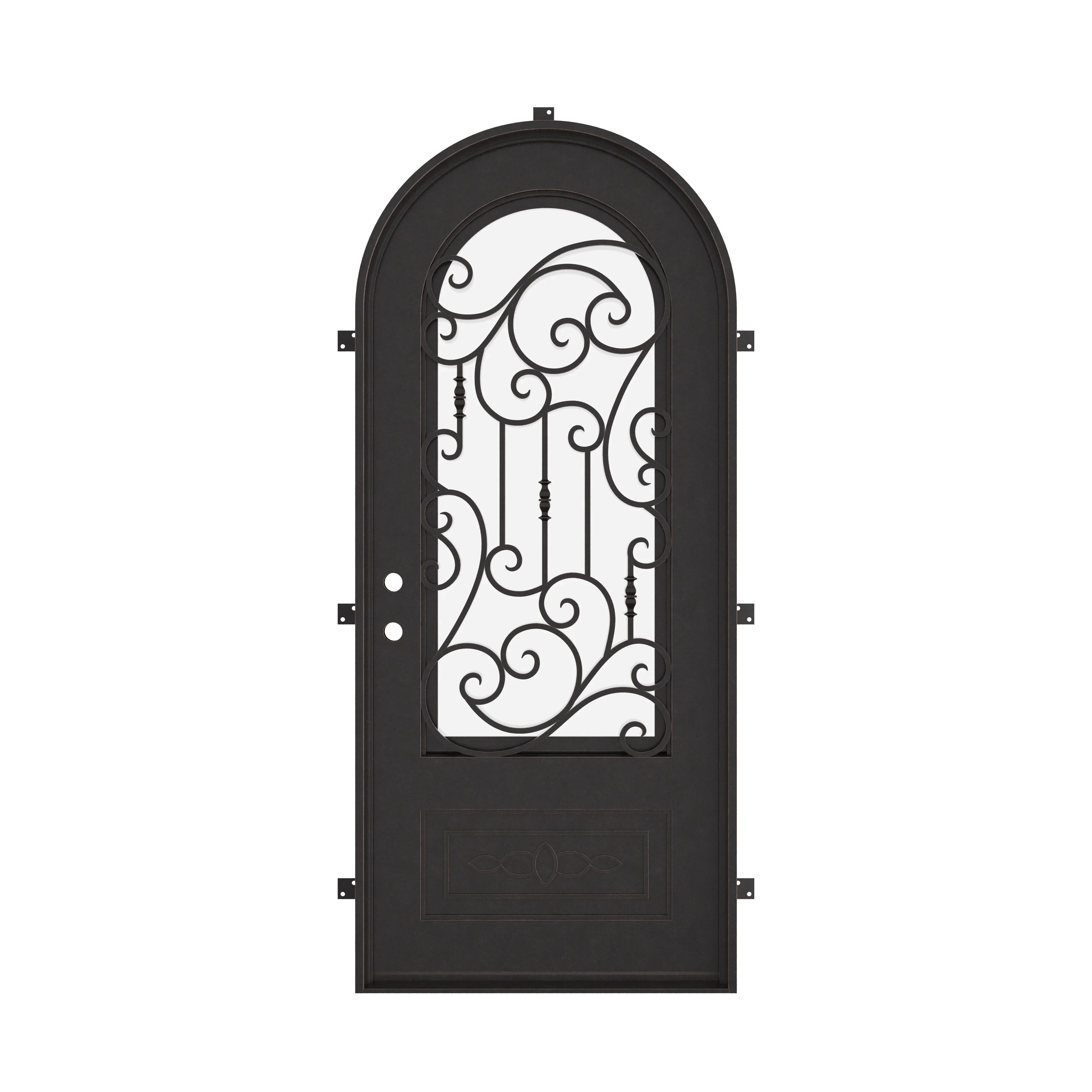 Golden Gate single round top hinged door with thick double-pane glass.