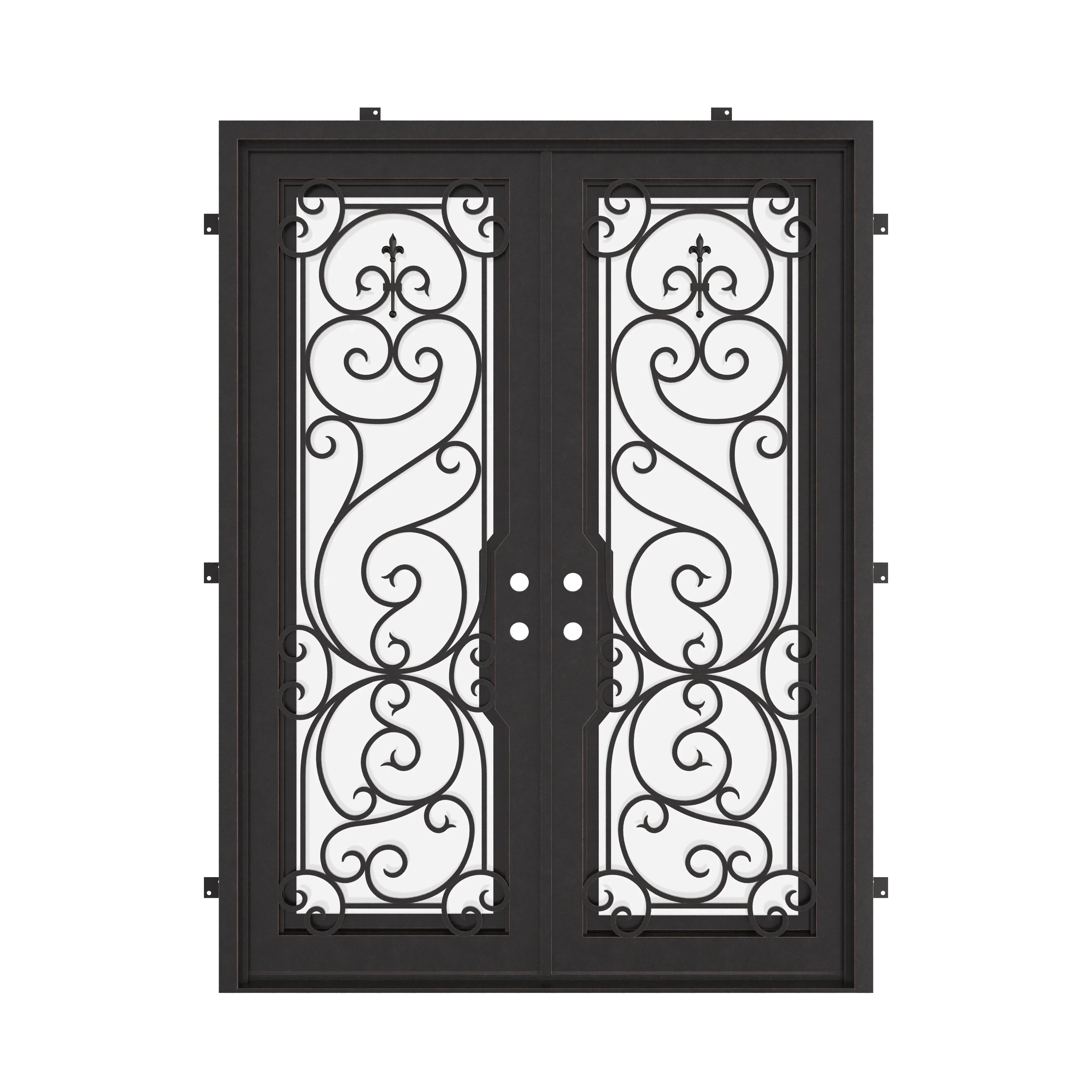 Hills black metal double square top patio door with glass.