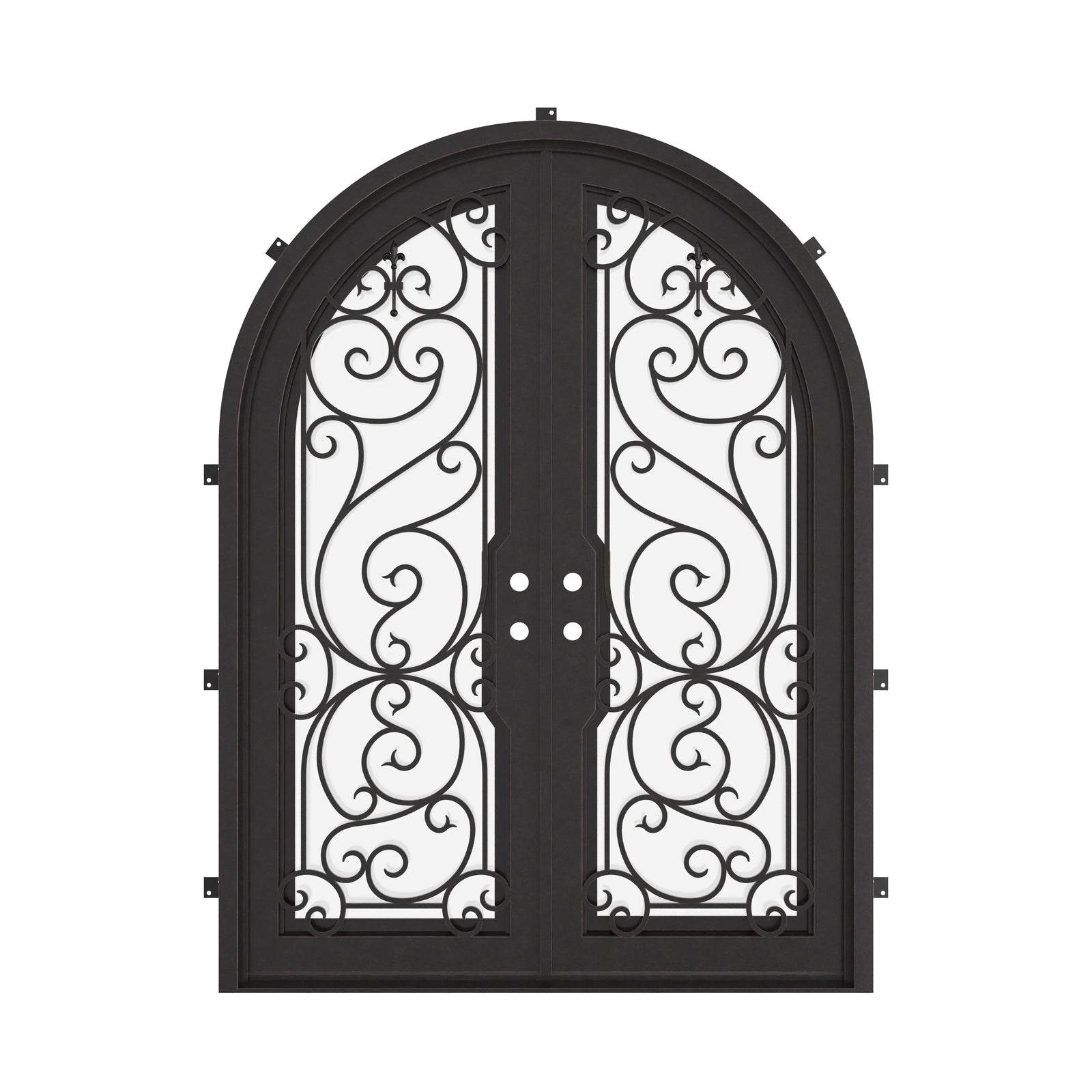 Hills full arch top iron french door thermally broken.