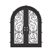 Hills french full arch top entry door with dual-pane energy efficient glass.
