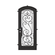 Hills single arch top hinged door with decorative scrollwork.