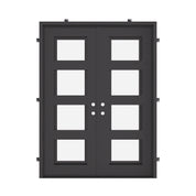 Knox bronze color exterior wrought iron double flat swing door.