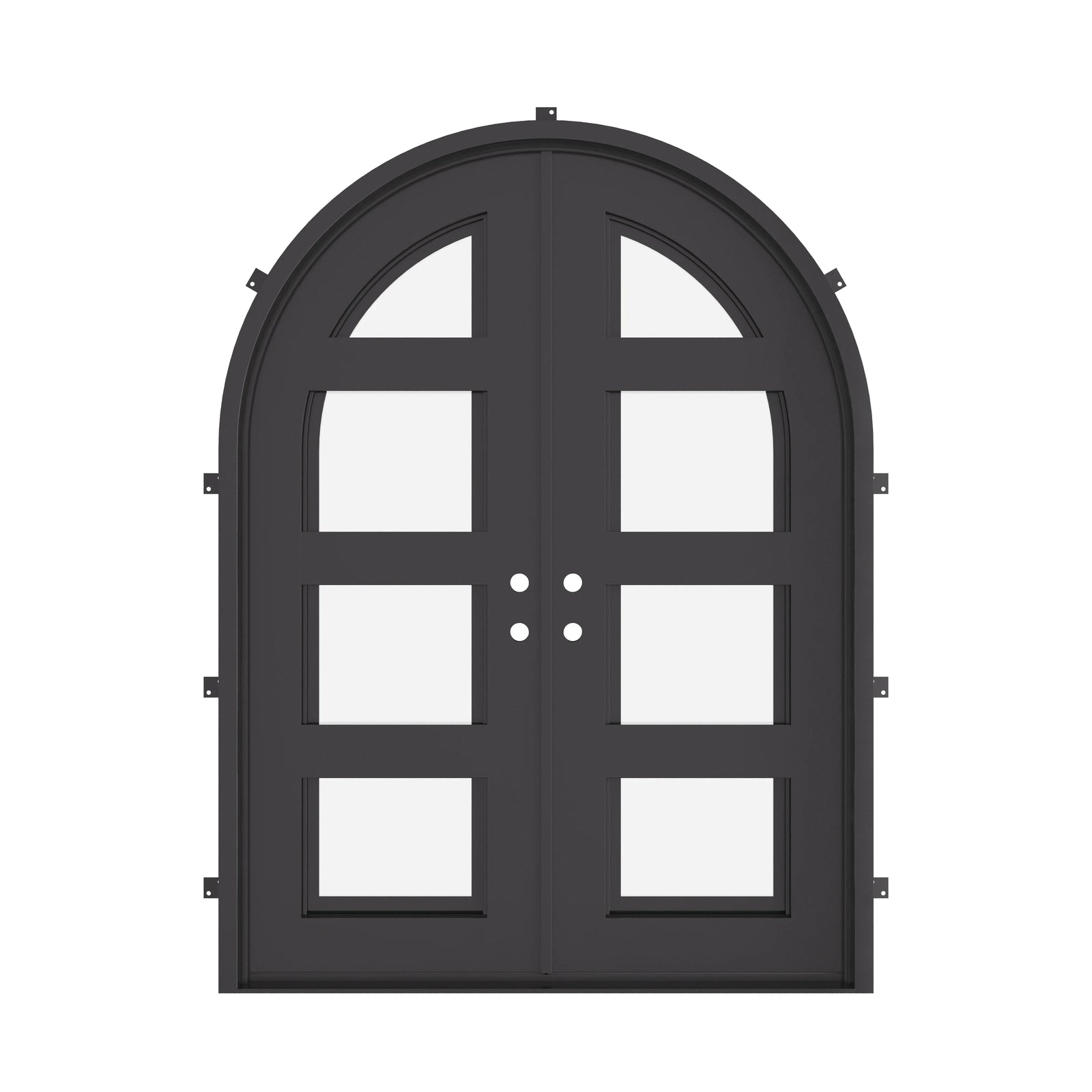 Knox double full arch custom steel front doors with tall curved top design