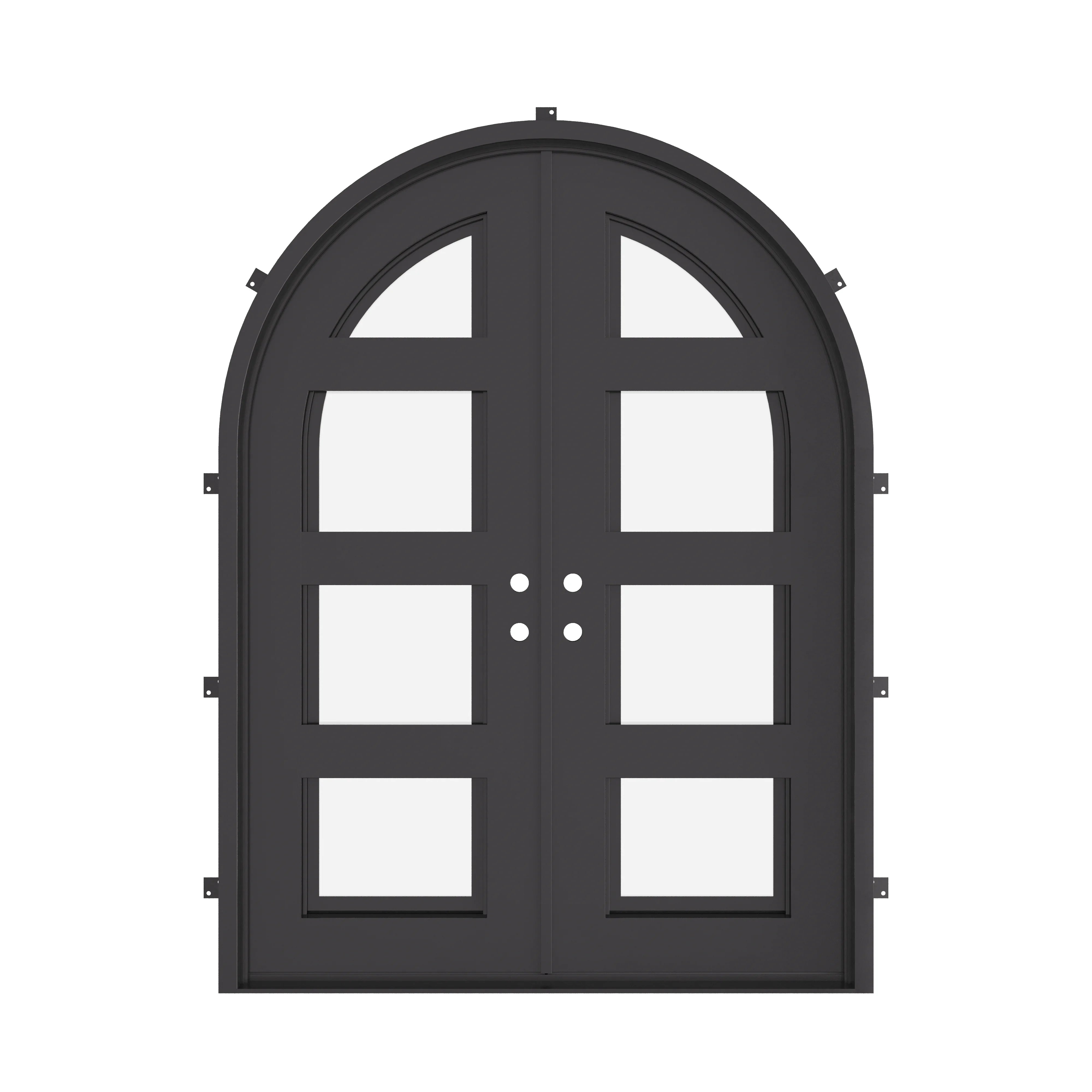 Knox double full arch custom steel front doors with tall curved top design