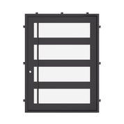 Knox pivot entry door with thick metal design and straight top in black.