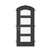 Knox subtle arch top swinging door in matte black finish.