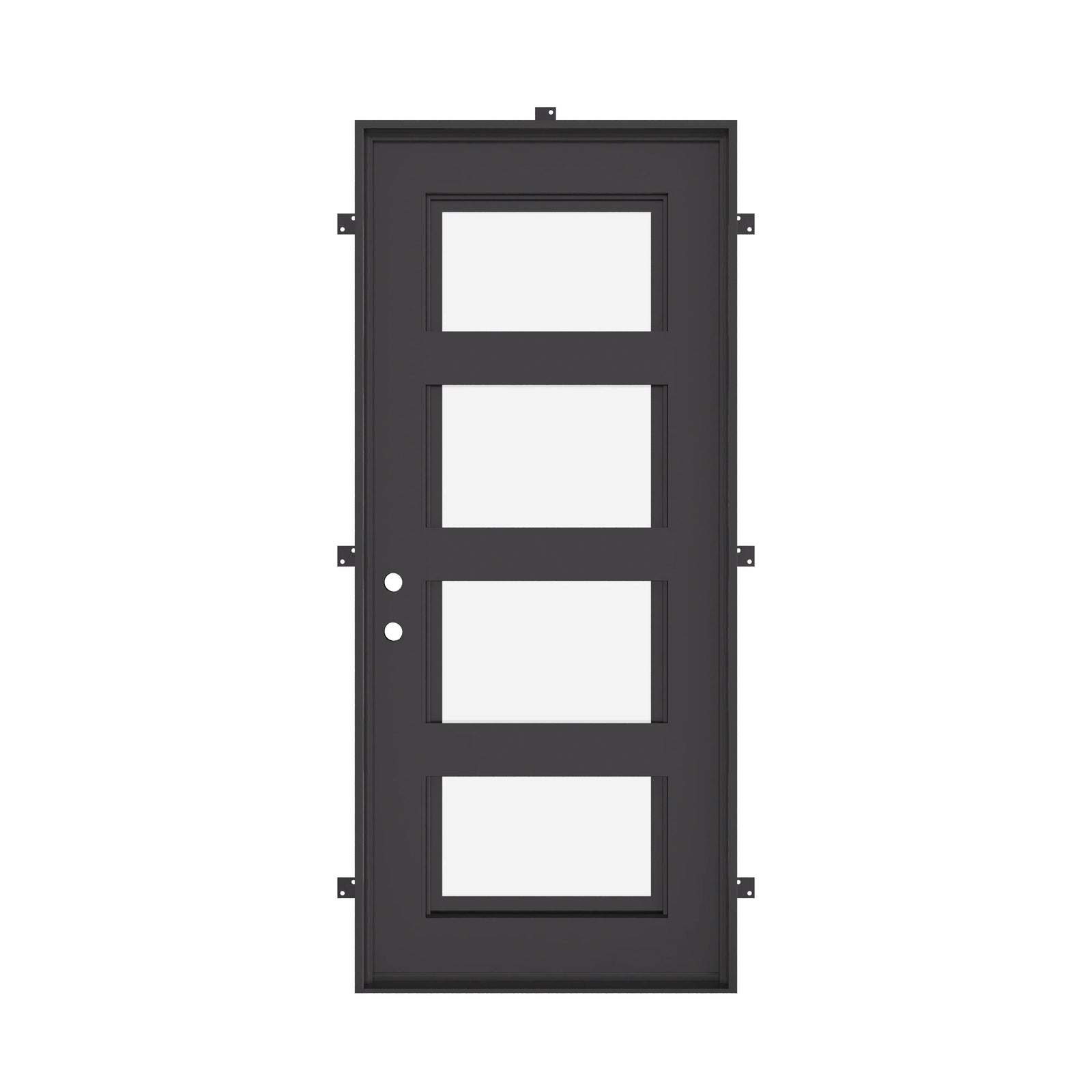 Knox straight top single swing door for cold weather in bronze color.